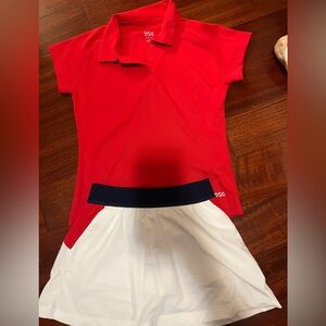 DSG Kids Red polo and skirt golf/tennis set